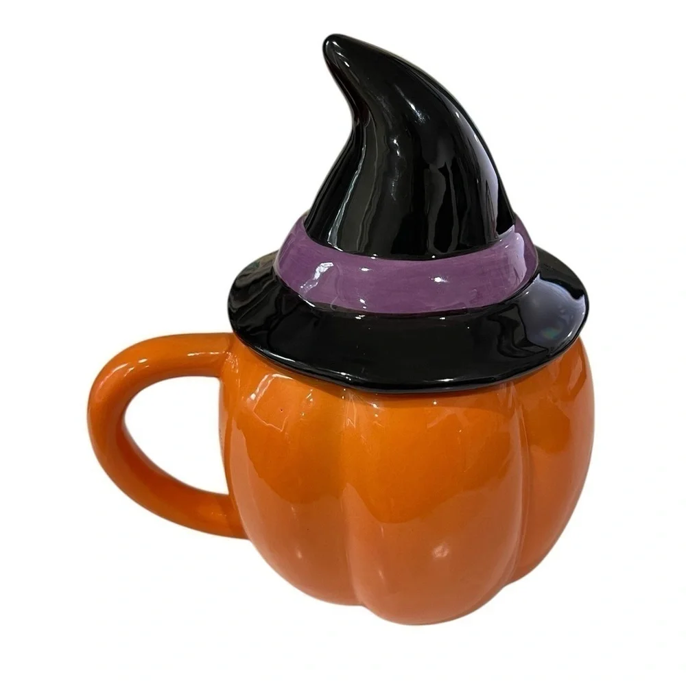 Cobwebs and Cauldrons Pumpkin Witch Mug with Witch’s Hat 7 inch 12 ounce